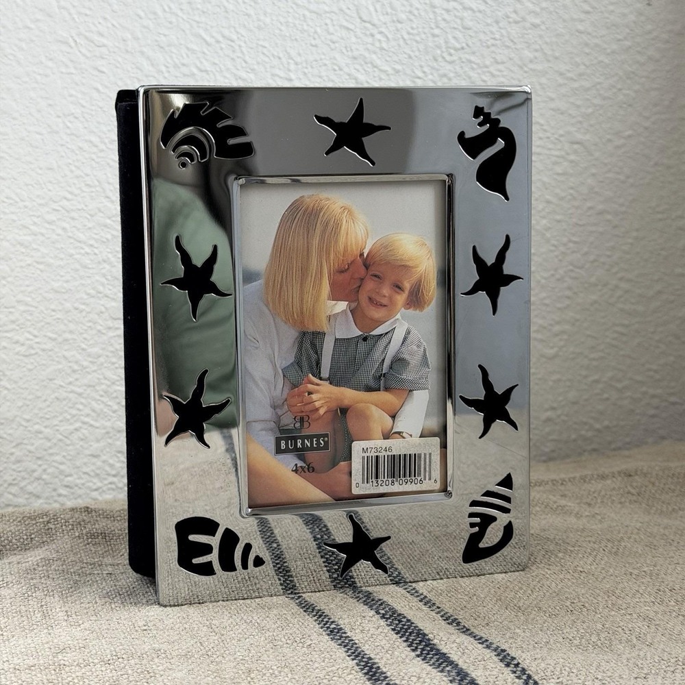 Burnes Pierced Starfish Shell Silver 4x6 Photo Frame Coastal Beach House New Box